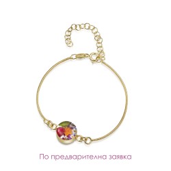 Гривна, позлатена оплетка, кръг, Цветен Микс