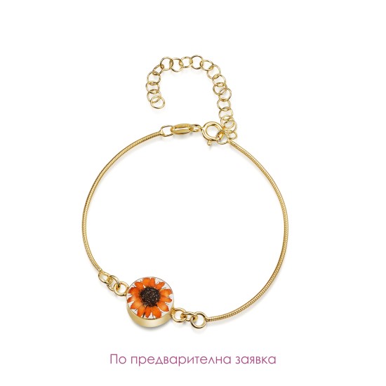 Гривна, позлатена оплетка, кръг, Слънчоглед